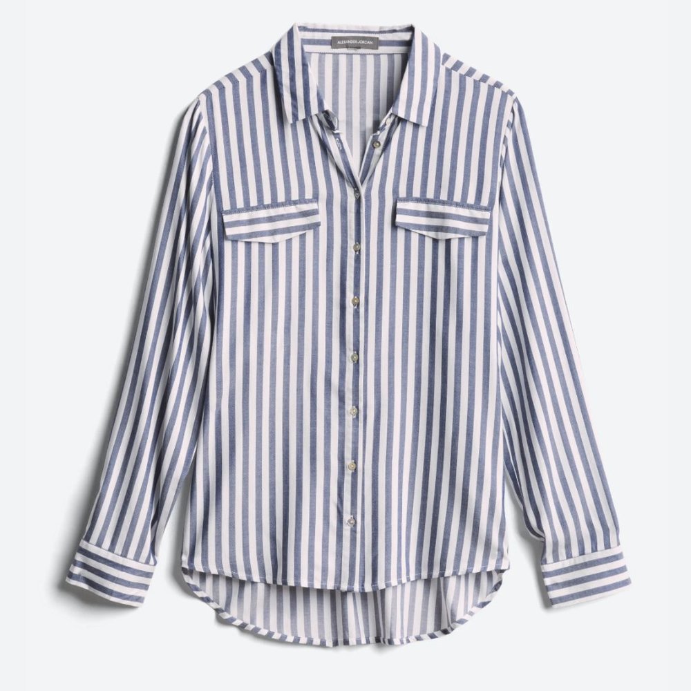 StitchFix ALEXANDER JORDAN Ainslinn Two Pocket Striped Top Medium